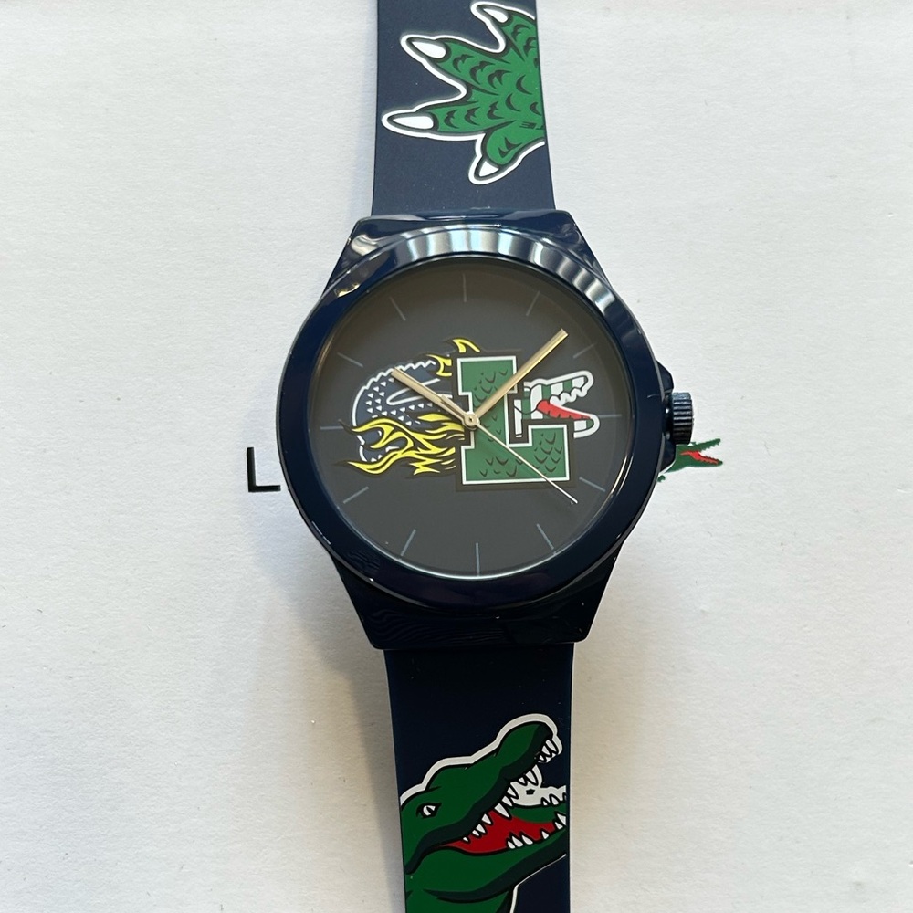 Lacoste Watch With 42mm  NavyBlue Face With & NavyBlue Silicone Band